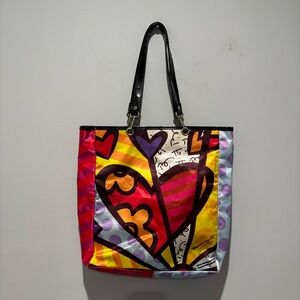 Romero Britto a new day heart tote bag